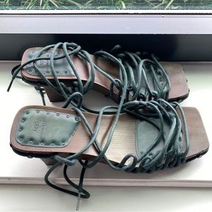 Eckhaus Latta x UGG Lace Up Wooden Heel Sandals